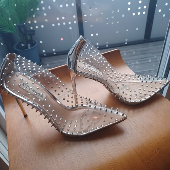 Steve Madden Heels Studs Clear 8 - Picture 6 of 9